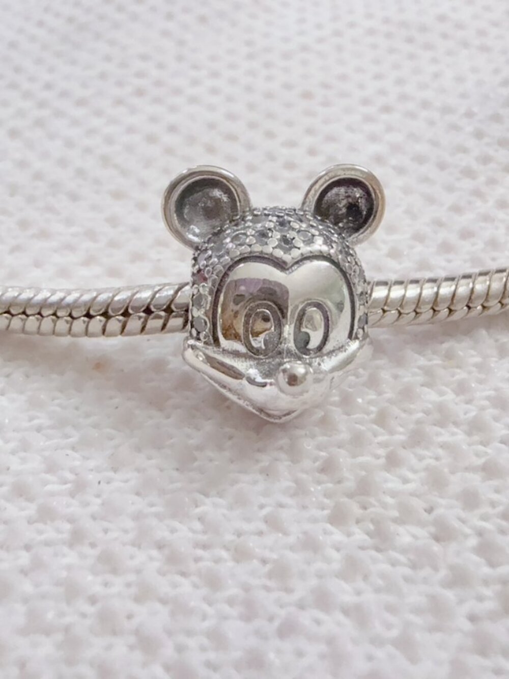 Retired Mickey Mouse Pave Clip Charm For Pandora Bracelet Necklace